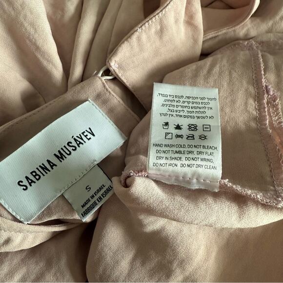 Sabina musayev Ruffled Pink mini Dress Short sleeve tie waist small sundress S - Picture 7 of 7